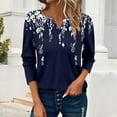 thumbnail image 1 of Blue Women's Long Sleeve T-shirt, Women'S Button Long Sleeve T Shirt Round Neck Casual Tunic Top,Women's Long sleeve T-shirt L, 1 of 5