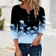 thumbnail image 1 of Blue Women's Long Sleeve T-shirt, Women'S Button Long Sleeve T Shirt Round Neck Casual Tunic Top,Women's Long sleeve T-shirt L, 1 of 5