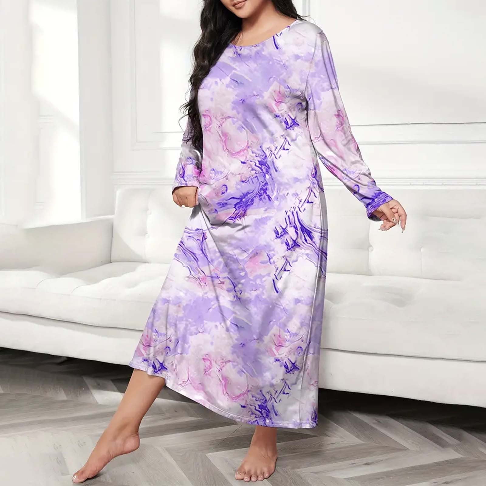 Blue Women's Nightgowns & Sleepshirts, Plus Size Casual Sleep Dress ...