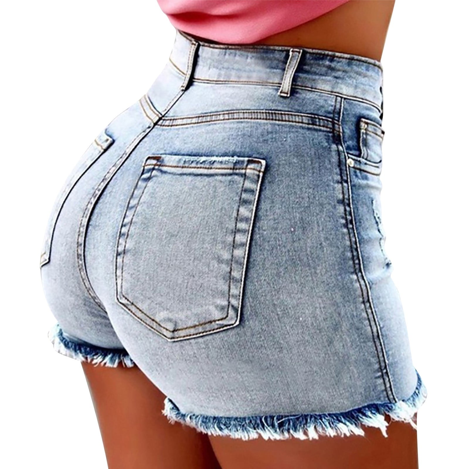 blue-women-s-plus-size-pants-ladies-summer-solid-denim-shorts-fringed