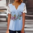 thumbnail image 1 of Blue Women's Short Sleeve T-shirt, Lace Tops For Women Suitable Trendy Fashion See Through Mesh Short Sleeve Shirt V Neck Casual Fitted Tunic Clothes,Women's Short sleeve T-shirt L, 1 of 4