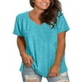 thumbnail image 1 of Blue Women's Short Sleeve T-shirt, Plus Size V Neck T Shirts Women Short Sleeve Tops Casual Summer Tshirts Loose Fit Tee,Women's Short sleeve T-shirt L, 1 of 5