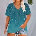 thumbnail image 1 of Blue Women's Short Sleeve T-shirt, Plus Size V Neck T Shirts Women Short Sleeve Tops Casual Summer Tshirts Loose Fit Tee,Women's Short sleeve T-shirt XL, 1 of 4