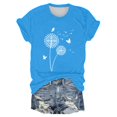 thumbnail image 1 of Blue Women's Short Sleeve T-shirt, Shirts Women'S Cute Round Neck Sunflower Wildflower Flower Lovers Graphic Casual Printed Tee Tops,Women's Short sleeve T-shirt L, 1 of 5