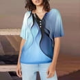 thumbnail image 1 of Blue Women's Short Sleeve T-shirt, Women'S Fashion Casual Floral Print Button Down Short Sleeve Top T Shirt,Women's Short sleeve T-shirt XXL, 1 of 5