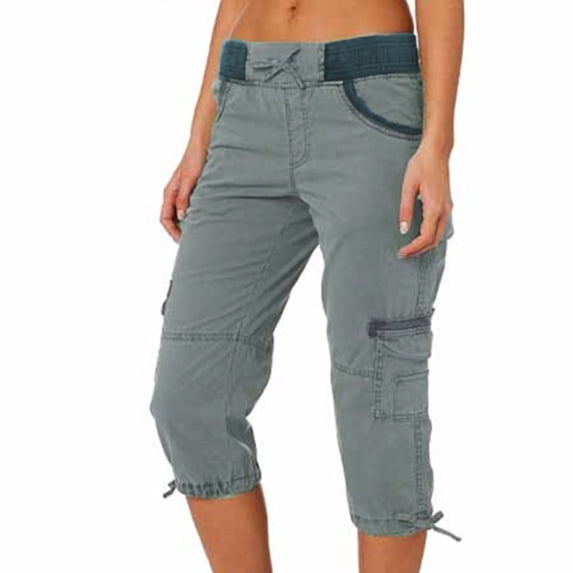 Blue Women's Shorts, Summer Women Multi Pocket Trousers Outdoor Casual Sports Cropped Pants Overalls Thin Loose Cargo Shorts,Women's Shorts XL
