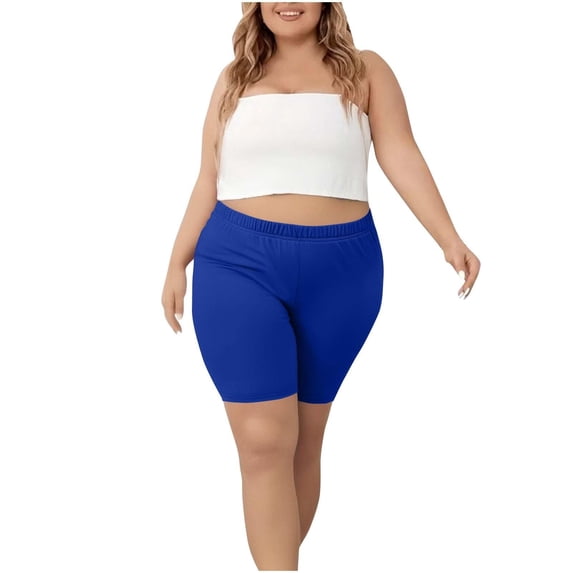 Blue Women's Shorts, Yoga Shorts For Women Plus Size Lightweight Biker Shorts Summer Elastic Waist Shorts Workout Leggings Shorts 2025,Women's Shorts XL