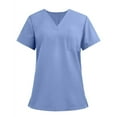 thumbnail image 1 of Blue Women's Soft V-Neck Scrub Tops – Stretchy Medical Uniform with 3 Pockets, Breathable & Easy Care XL, 1 of 5