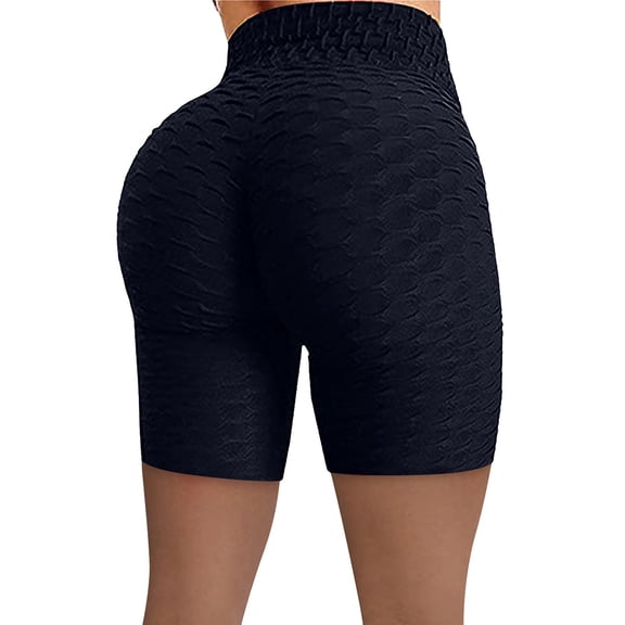 Blue Women's Yoga Pants, Women Wrinkled High Waist Hip Stretch Running Fitness Yoga Pants Biker Shorts,Women's Yoga Pants XXL
