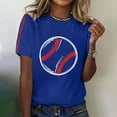 thumbnail image 1 of Blue Womens Blouses 2025 Summer Women's Baseball Print T Shirt Ladies Tops and Blouses, 1 of 4