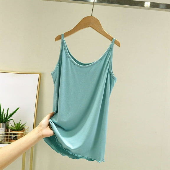 Blue Womens Blouses Tank Top for Women Sleeveless Tops with In Bras Shelf Bra Padded Shirt 2025 Casual Tanks Loose Fit Summer Tops for Women