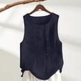 thumbnail image 1 of Blue Womens Blouses Women's Summer Solid Color Tops Fashionable Casual Loose Cotton Linen Women's T Shirt Vest Strap Ladies Tops and Blouses, 1 of 5