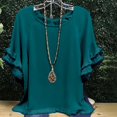 thumbnail image 1 of Blue Womens Blouses Womens Plus Size Tops Tunic Short Sleeve Crew Neck Shirts Casual Soft Blouse 1XL 5XL Ladies Tops and Blouses, 1 of 4