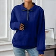 thumbnail image 1 of Blue Womens Fall Tops Ladies' Fashionable Casual Turtleneck Zipper Long Sleeved Pocket Sweater Sweaters for Women, 1 of 6