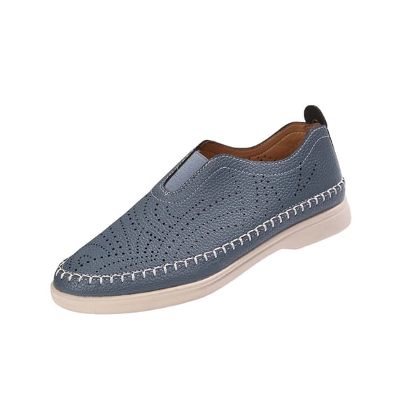 Blue Womens Flat Loafers Round Toe Closed Toe Cutout Slip On Comfortable Lightweight Breathable Flexible For Spring Summer Everyday Size 39
