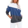 thumbnail image 1 of Blue Womens Hoodies Zip Up, Spandex Hooded Sweatshirt Women, Cute Hoodies For Women, Women's Round Neck Colorblock Sweatshirt Tops Long Sleeves Casual Pullover Cute Lightweight Loose Tops, 1 of 9