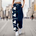 thumbnail image 1 of Blue Womens Jogger Pajamas Pants Halloween Costumes,Halloween wide leg pants,High waist, soft, comfy, baggy style, with pockets M, 1 of 4