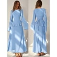 thumbnail image 1 of Blue Womens Off-Shoulder Flare Sleeve Ruffle Peplum Waist Maxi Dress, 1 of 8