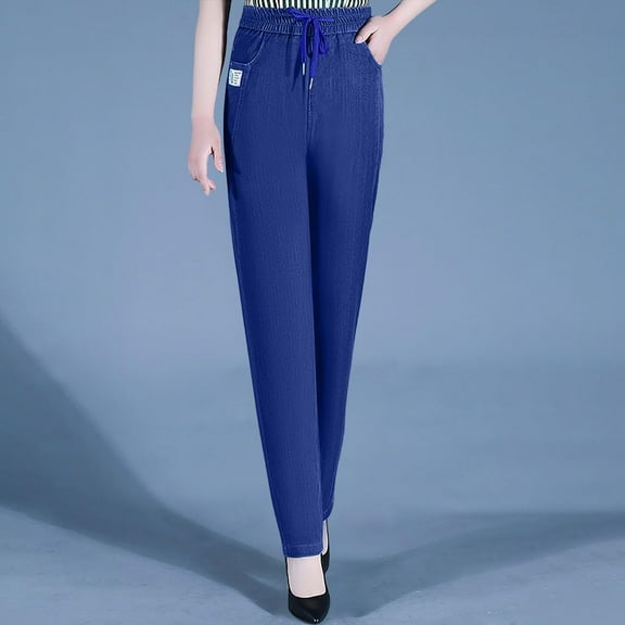 Blue Womens Pants Comfy Jeans ComfiJeans High Waist Stretch Mom Jeans Pants For Womens Stretch ComfiJeans