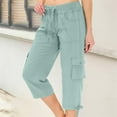 thumbnail image 1 of Blue Womens Pants Women Lightweight Hiking Pants Casual Drawstring Pants with Pockets Travel Pant Casual Pants Women, 1 of 4