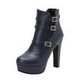 thumbnail image 1 of Blue Womens Short Boots With High Heel And Back Zipper For Winter Style And Everyday Use, 1 of 7