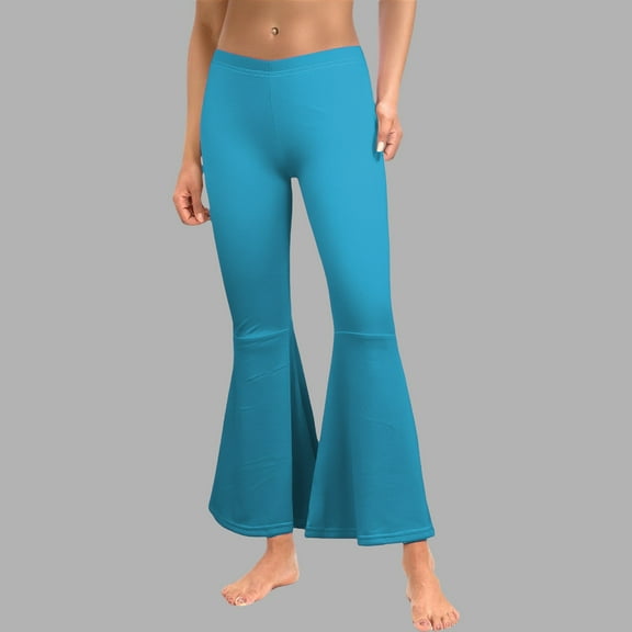 Blue Womens Sweatpants Ladies Solid Color High Waist Slim Fit Casual Flared Pants Trousers Casual Pants Women