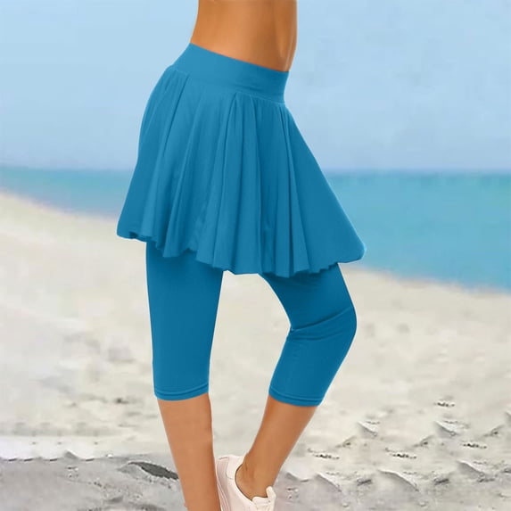 Blue Womens Sweatpants Skirted Leggings for Women 2025 Tennis Skorts Gym Tennis Yoga Legging with Skirts Sweatpants Womens Fashion