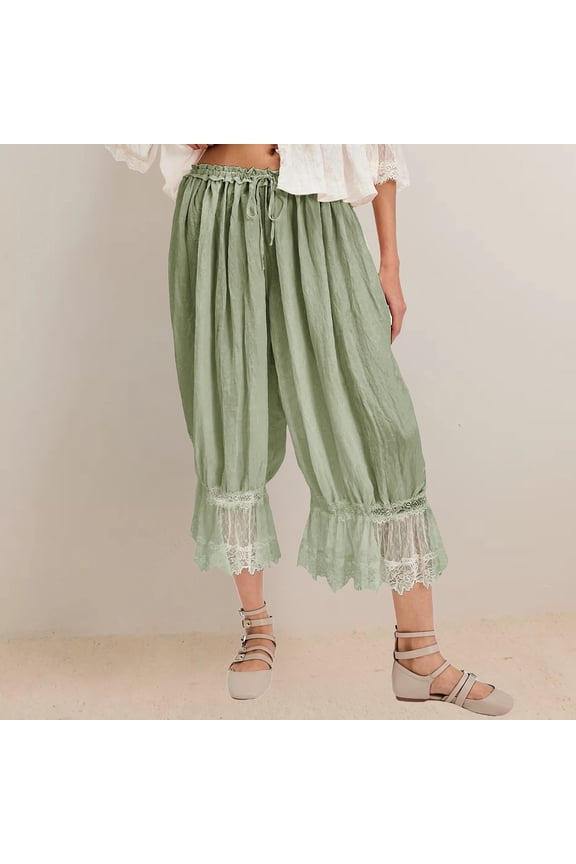 Blue Womens Sweatpants Women Ruffle Lace Trim Pantaloons Lingerie Pants Slips for Under Dress Hollow Lace Lace Home Clothes for Women Sweatpants Womens Fashion