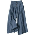 thumbnail image 1 of Blue Womens Sweatpants Women's Cotton Linen Palazzo Pants Wide Leg Flowy Loose Fit Casual Summer Outfit Elastic Waist with Pockets Casual Pants Women, 1 of 5