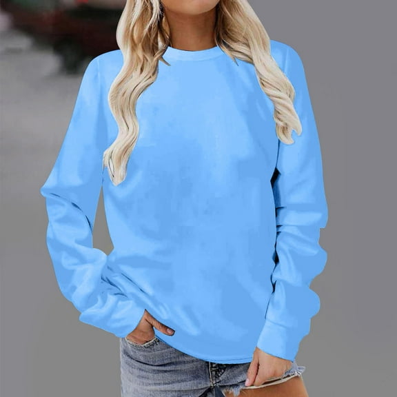 Blue Womens Sweatshirt Fashion Casual Women's Warm Sweatshirt Long Sleeve O Neck 2024 Autumn and Winter New Women's Sweatshirt Top Fall Clothes for Women