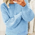 thumbnail image 1 of Blue Womens Sweatshirt Women's Autumn and Winter New Casual Thickened and Warm Solid Color External Knitted Pullover Sweater Fall Clothes for Women, 1 of 5