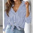 thumbnail image 1 of Blue Womens Tops Cotton Striped Button Down Shirt for Women Little Oversized Long Sleeve Blouses Dress Shirts Work Tops Going Out Tops for Women, 1 of 3
