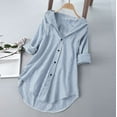 thumbnail image 1 of Blue Womens Tops Stripe Sleeve Shirts Turn-down Loose Long Blouse Collar Women Top Button Women's Blouse Shirts for Women, 1 of 4