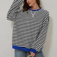 thumbnail image 1 of Blue Womens Tops Women Oversized Striped Color Block Long Sleeve Crew Neck Sweatshirt Casual Loose Pullover Shirt Top Fall Outfits for Women 2025, 1 of 6