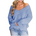 thumbnail image 1 of Blue Womens Tops Women'S Irregular Fringe Casual Top Fall Or Winter Knitted Loose Sweater Fall Outfits for Women 2025, 1 of 4
