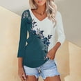 thumbnail image 1 of Blue Womens Tops Womens Fashion T Shirts 2025 Short Sleeve Casual V Neck Summer Tops Cute Loose Fit Blouses Graphic Tees Shirts for Women, 1 of 5