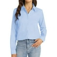thumbnail image 1 of Blue Womens Tops Womens Long Sleeve Tops Collared V Neck Shirts Lightweight Sweatshirt 2025 Fall Fashion Clothes Going Out Tops for Women, 1 of 6