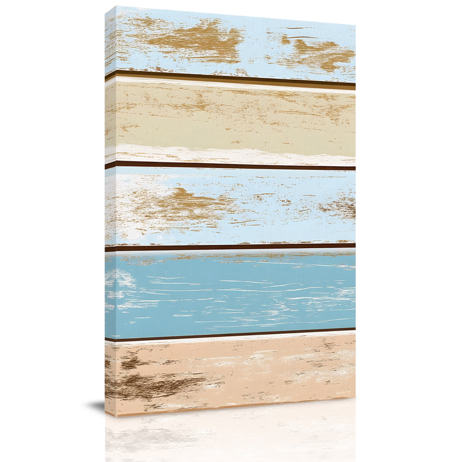 Blue Wood Grain Canvas Wall Art for Living Room, Rustic Farmhouse ...