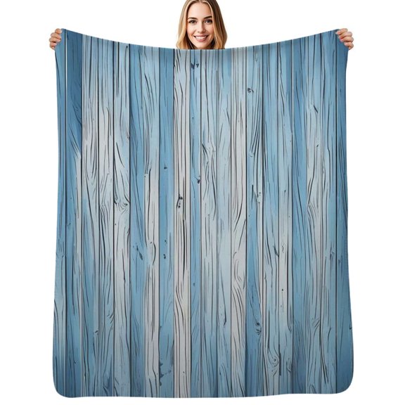 Blue Wood Grain Pattern Flannel Blankets Soft Warm Throw Blanket Autumn Camping Bedroom Aesthetic Bedspread
