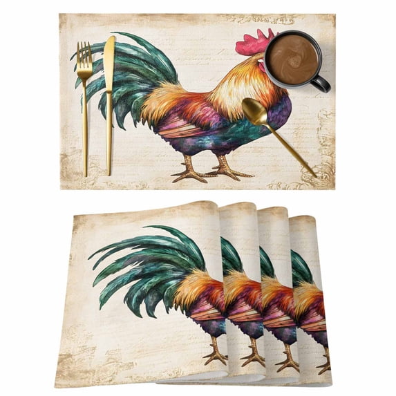 Blue Wood Grain Placemats Set of 12, Rustic Farmhouse Non-Slip Place Mats Washable Table Mats for Kitchen Dining Table Decorations Indoor/Outdoor