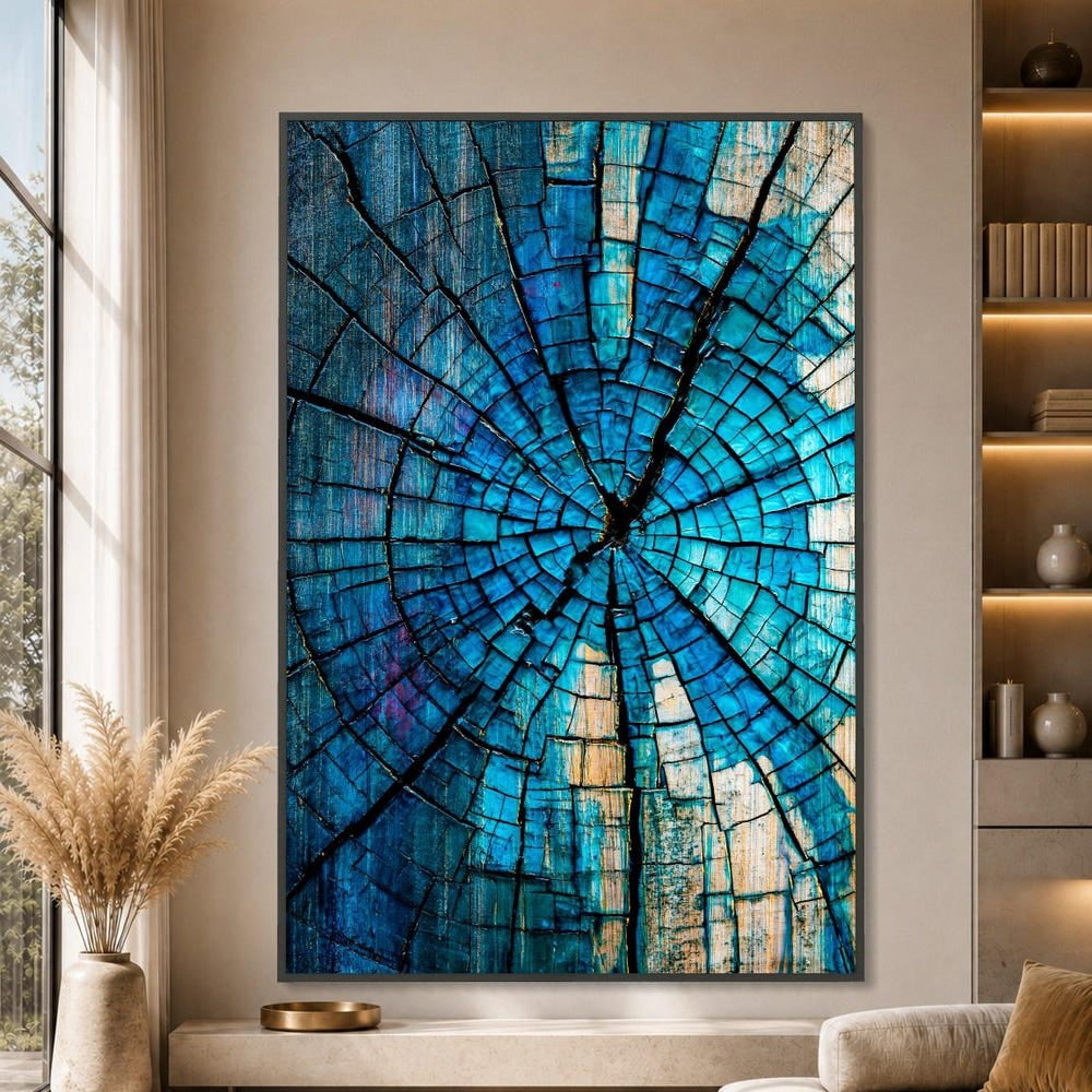 Blue Wood Rings Abstract Tree Trunk Natural Poster - Walmart.com