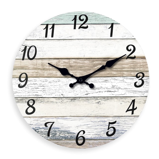 Blue Wood Wall Clocks for Living Room 14 Inch Vintage Wall Clock ...