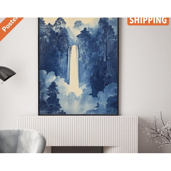 Waterfall Only Japanese Landscape Sun Waterfall Poster , Poster Print Only - Walmart.com