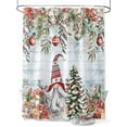 thumbnail image 1 of Blue Wooden Christmas Gnomes Extra Long Shower Curtain Set, Waterproof Shower Curtains for Bathroom, Xmas Tree Poinsettia Winter Washable Fabric Cloth Bath Curtain for Bathtub with Hooks 72x96 Inches, 1 of 6