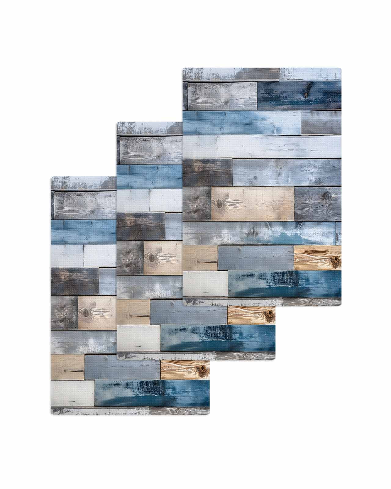 Blue Wooden Grain Kitchen Dish Towels for Drying Dishes Set of 3 ...