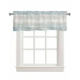 thumbnail image 1 of Blue Wooden Linen Curtain Valance for Bedroom/Bathroom/Kitchen/Living/Dining Room Window,Vintage Shabby Chic Farmhouse Gradient Woodgrain Pocket Topper Drapes Decorative Cafe Drapery Panel 42"x18", 1 of 6