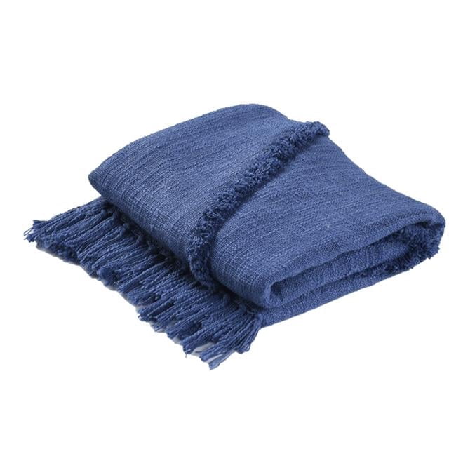 Blue Woven Cotton Solid Color Throw Blanket - Walmart.com