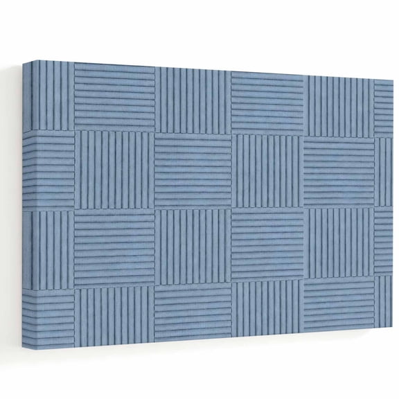 Blue Woven Strips Canvas Wall Art, Navy Blue Square Blocks Woven Texture Rustic Wall Art Prints Artwork Framed Canvas Ready to Hang Art Pictures for Bedroom Living Room Closet Kitchen 16" x 12"