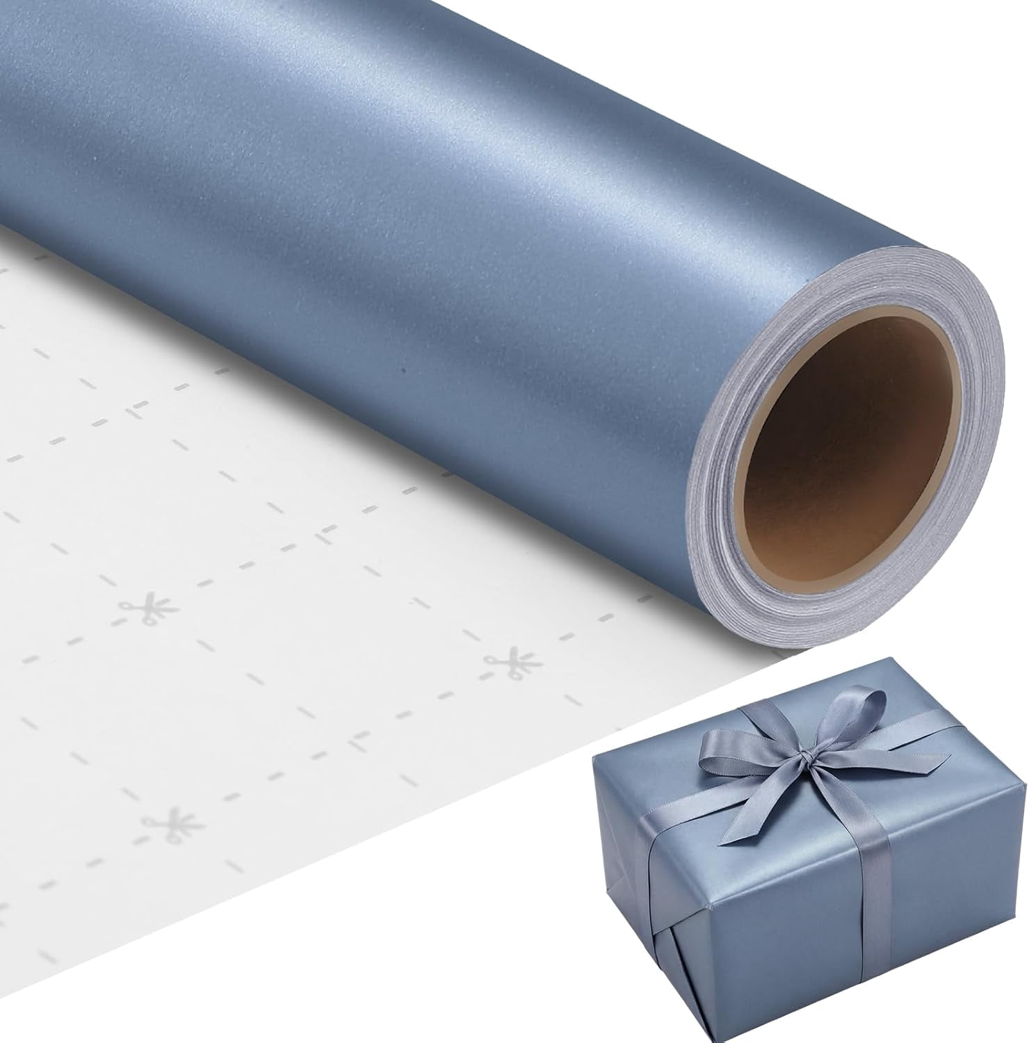 Blue Wrapping Paper Roll 17 In X 33 Ft Gray Blue Birthday Gift Wrap ...
