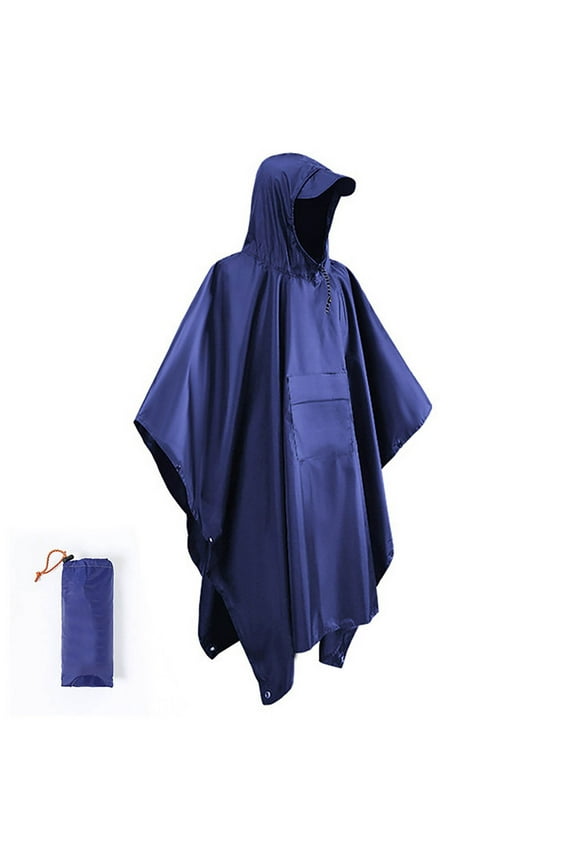 Blue Wraps Hooded Portable Rain Poncho for Hiking Camping Fishing